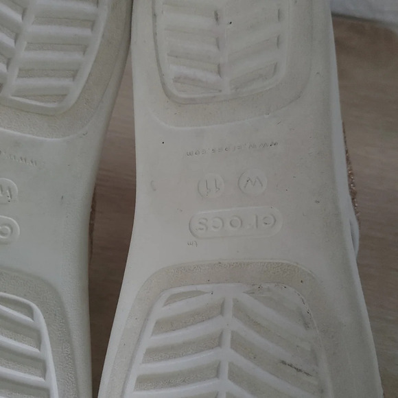 CROCS Monterey Glitters Slip On Wedge Women 11 Ivory White Wedding Sandals EUC - Picture 6 of 6